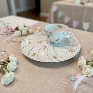 Vintage Yamaka Japan Yellow Rose Snack Plate Cup Set-13pc-Tea Party China-Lunch